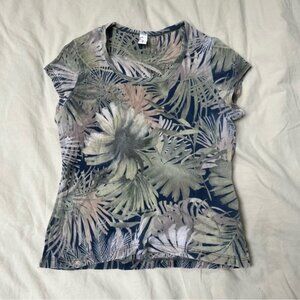Vintage Suzy Shier Botanical Patterned Baby‎ Tee